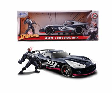 Jada 253225015 - Marvel Spiderman Venom & 2008 Dodge Viper 1:24