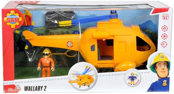 Simba 109251002 - Feuerwehrmann Sam Hubschrauber Wallaby II m. Figur