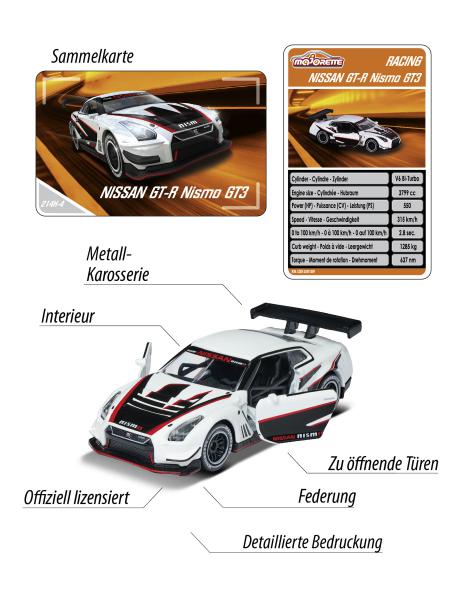 Majorette 212084009Q27 - Racing Nissan GT-R Nismo GT3 + Sammelkarte